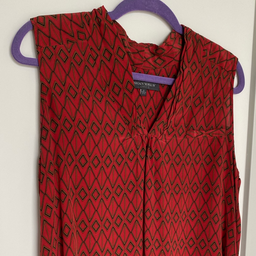Red Patterned Work Blouse